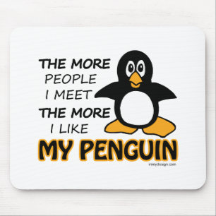 Tapis De Souris J'aime mon pingouin