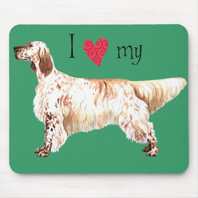 Tapis De Souris J'aime mon Setter anglais (Devant)
