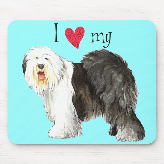Tapis De Souris J'aime mon vieux chien anglais (Devant)
