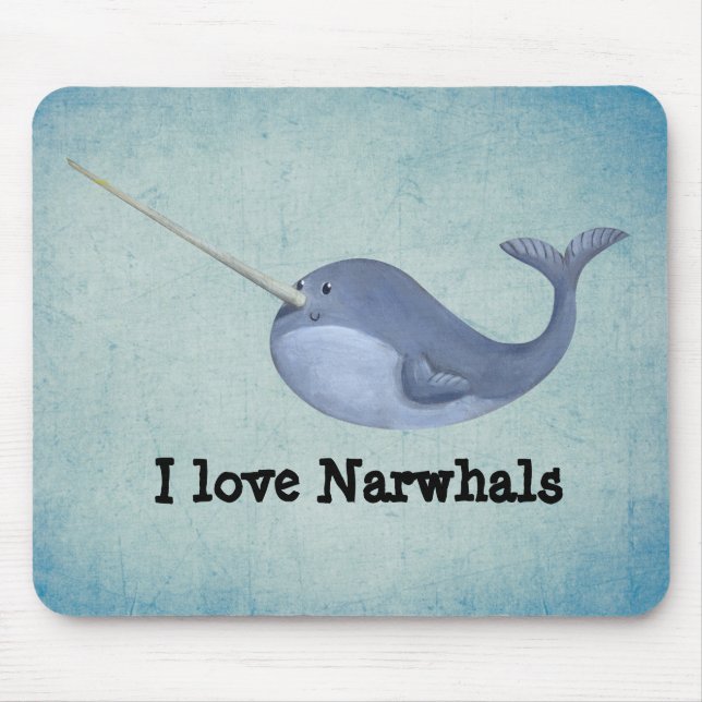 Tapis De Souris J'aime Narwhals (Devant)