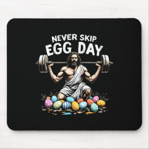 Tapis De Souris Jamais Sauter Jour des Oeufs Tee Drôle Jésus Gym J