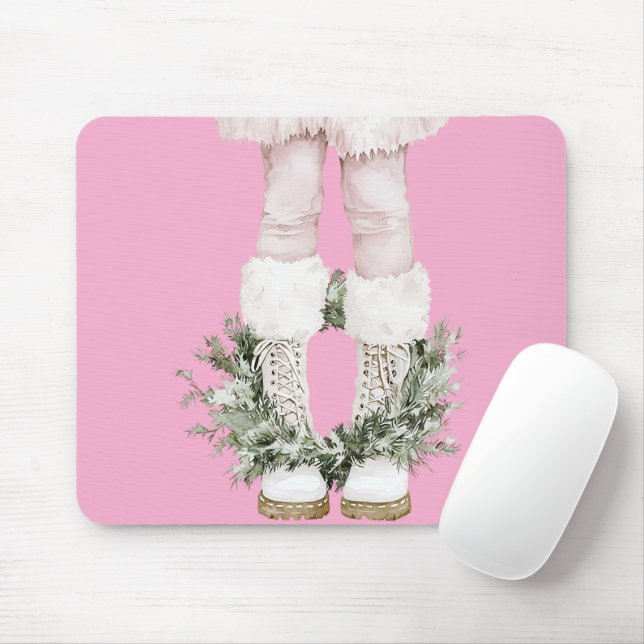 Tapis De Souris Jambes de bottes roses (Avec souris)