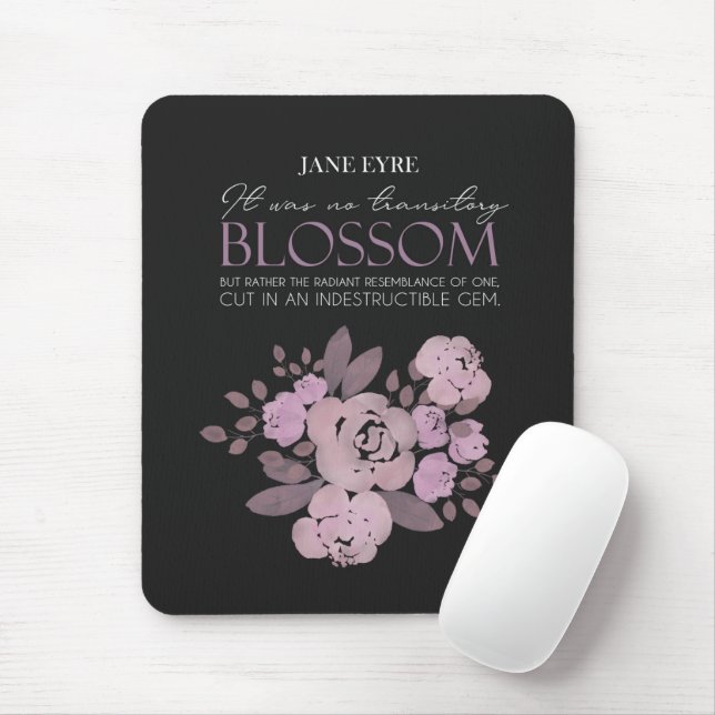 Tapis De Souris Jane Eyre - Pas de fleur transitoire - Roses sur N (Avec souris)