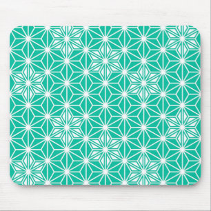 Tapis De Souris Japonais Asanoha motif - bleu paon