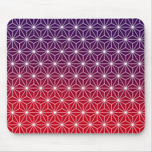 Tapis De Souris Japonais Asanoha traditionnel imprimé rouge & viol