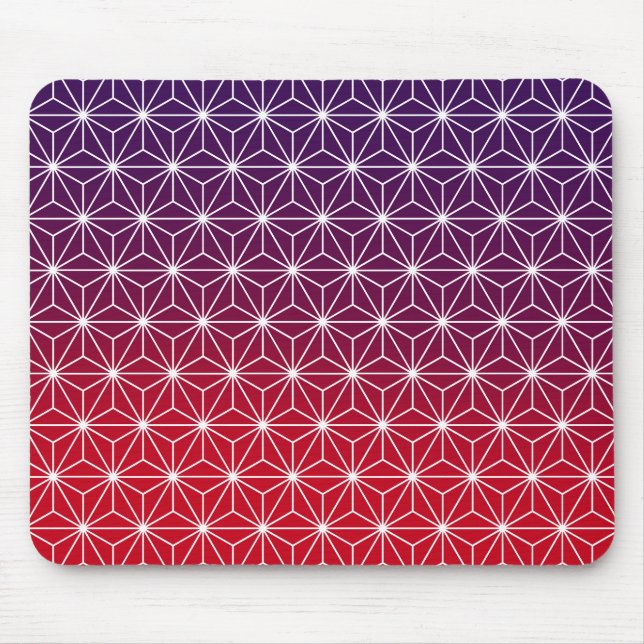 Tapis De Souris Japonais Asanoha traditionnel imprimé rouge & viol (Devant)