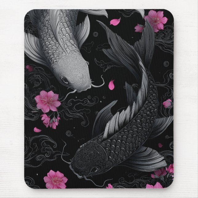 Tapis De Souris Japonais Koi Fish mode foncé (Devant)