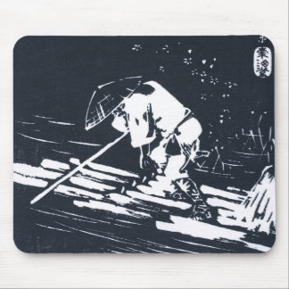 Tapis De Souris Japonais noir et blanc Ukiyo-e Hanaikada