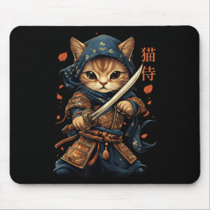 Tapis De Souris Japonais Samurai Chat Tattoo Kawaii Ninja Chat Cha