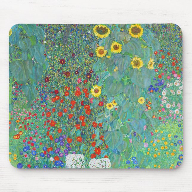 Tapis De Souris Jardin agricole avec tournesol par Gustav Klimt (Devant)