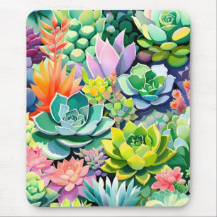 Tapis De Souris Jardin botanique succulent d'été coloré