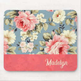 Tapis De Souris Jardin de campagne français chic floral script