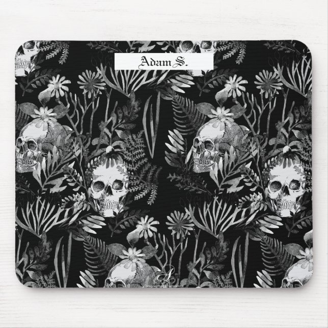 Tapis De Souris Jardin de crâne d'aquarelle (Devant)