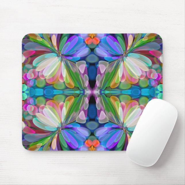 Tapis De Souris Jardin de Fleur sauvage de libellules Abstrait Flo (Avec souris)
