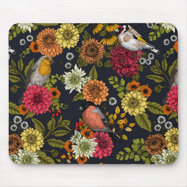 Tapis De Souris Jardin d'oiseaux et de fleurs 2 (Devant)