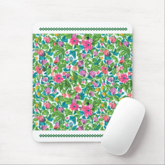 Tapis De Souris Jardin fleuri d'été verdure avec dentelle