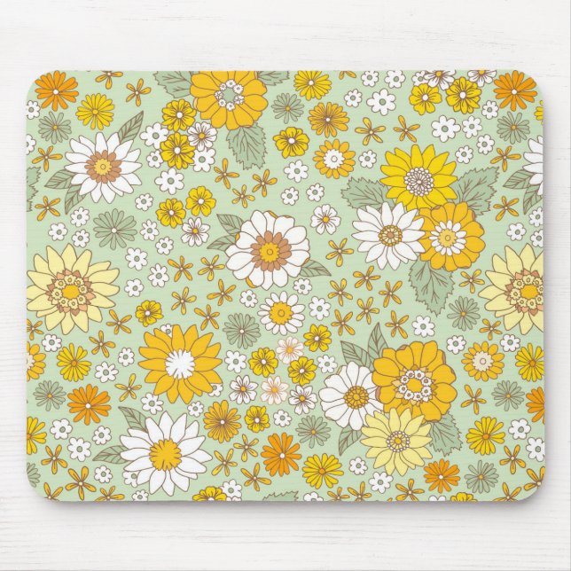 Tapis De Souris Jardin Floral Jaune Motif (Devant)