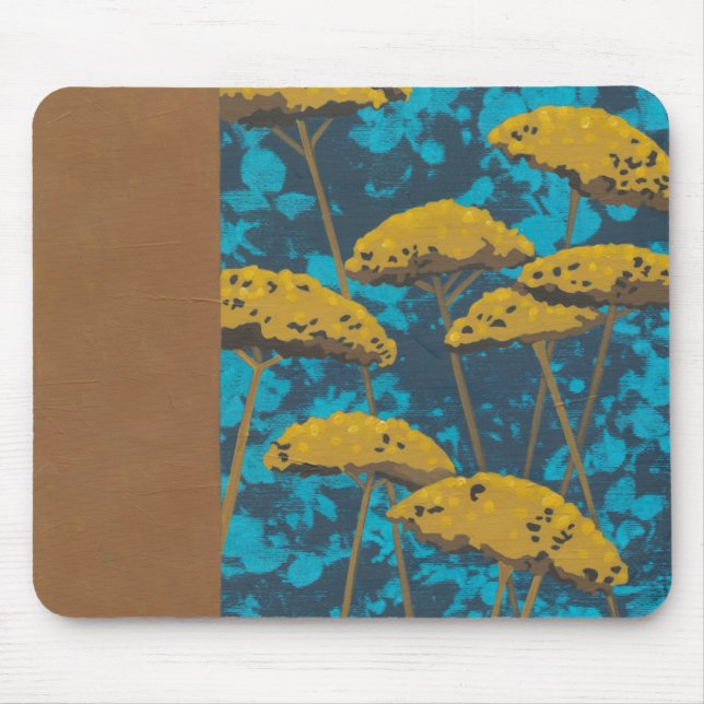 Tapis De Souris Jardin Golden Yarrow avec Arrière - plan bleu (Devant)