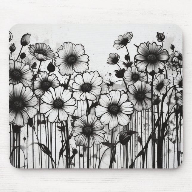 Tapis De Souris Jardin gothique Rhapsodie Encre noire Explosion fl (Devant)