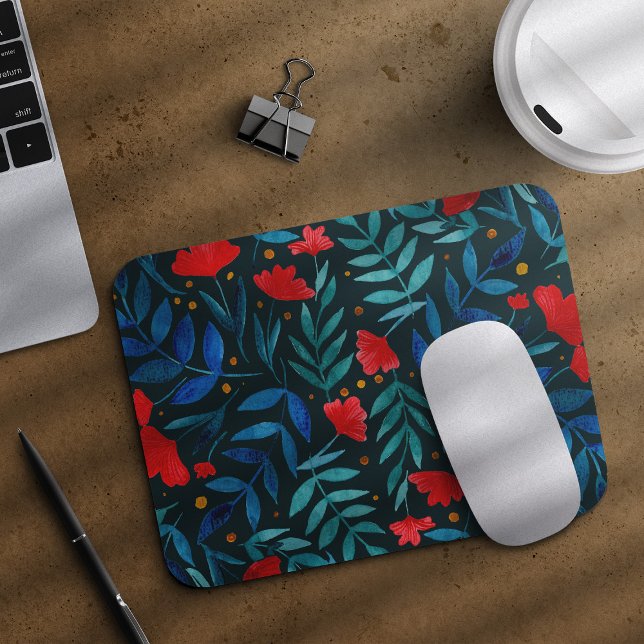 Tapis De Souris Jardin magique - turquoise foncé et rouge (Créateur téléchargé)