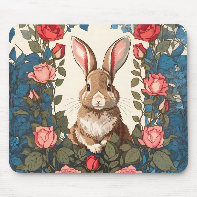 Tapis De Souris Jardin Rose Brown Bunny (Devant)