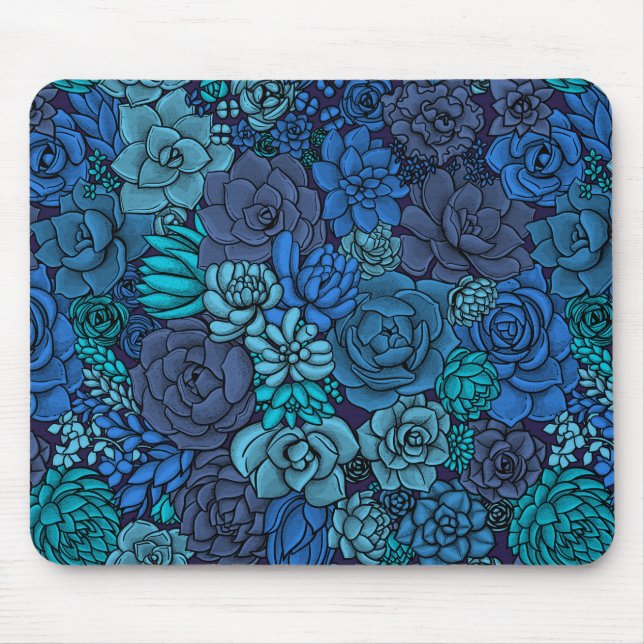 Tapis De Souris Jardin succulent en bleu (Devant)