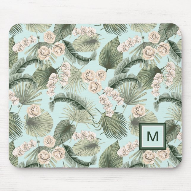 Tapis De Souris Jardin tropical Motif orchidée et palmier (Devant)