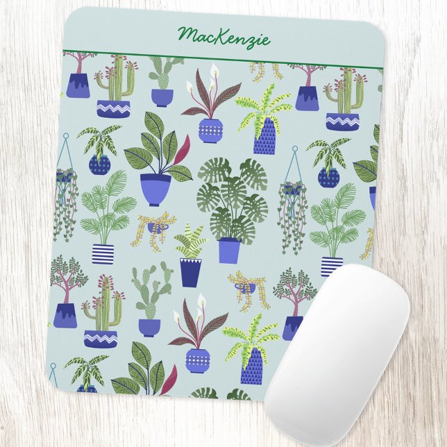 Tapis De Souris Jardinage Plante personnalisé (Personalized custom name houseplant cactus succulent pattern mouse mat)