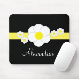 Tapis De Souris Jaune Frappe Bleu Noir Blanc Élégant Script