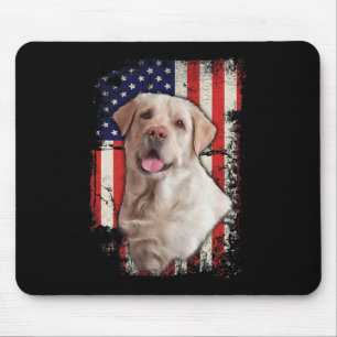 Tapis De Souris Jaune Labrador Labs Patriotique American Flag Chie