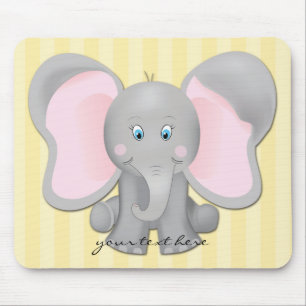 Tapis de souris jaune pour bébé éléphant mignon po