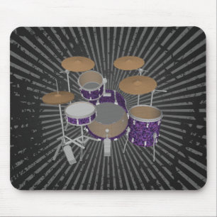 Tapis De Souris Jazz Drum Set - Drums Violet Personnalisés - Mous