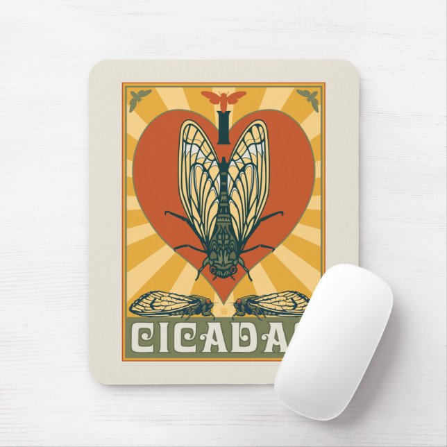 Tapis De Souris Je Coeur Cicadas (Avec souris)
