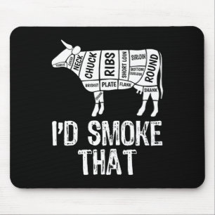 Tapis De Souris Je fumerais ce barbecue de vache Fumer Grillant M