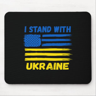 Tapis De Souris Je me tiens avec le drapeau bleu et jaune de l'Ukr