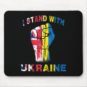 Tapis De Souris Je me tiens avec l'Ukraine Royaume-Uni Uk Drapeau 