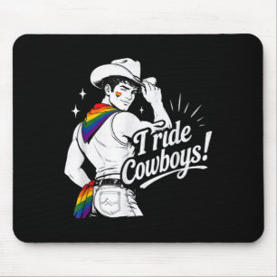 Tapis De Souris Je monte la fierté de cowboy gay arc-en-ciel lesbi