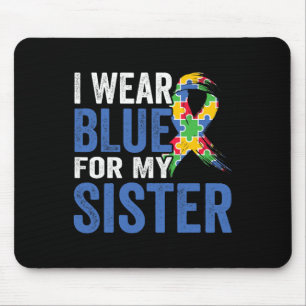 Tapis De Souris Je Porte Du Bleu Pour Ma Soeur Sensibilisation sur