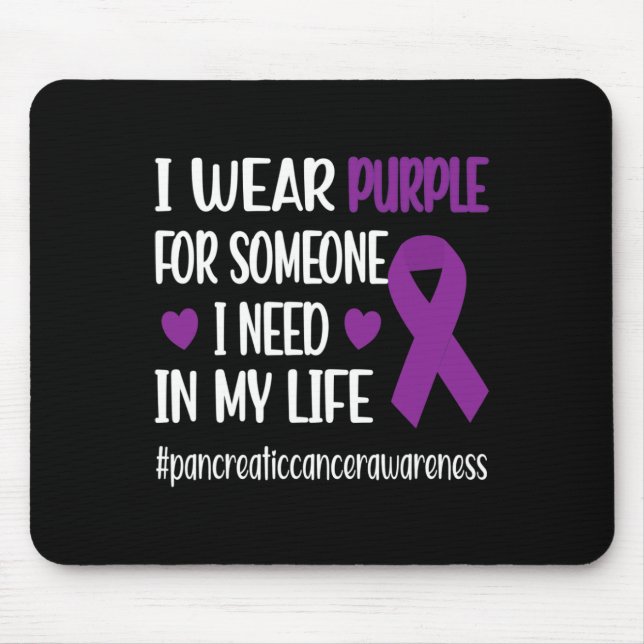 Tapis De Souris Je Porte Du Ruban Violet Pancréatique Cancer Guerr (Devant)