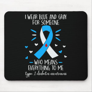 Tapis De Souris Je porte le bleu et le gris Type 1 Diabète Sensibi