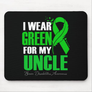 Tapis De Souris Je Porte Le Vert Pour Mon Oncle Handicap Cerveau C