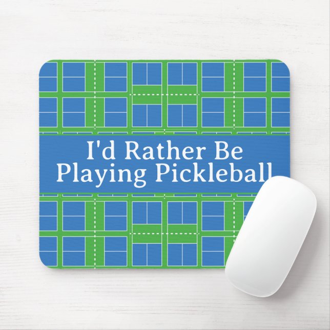 Tapis De Souris Je préfère jouer au Pickleball Courts Blue Green (Avec souris)