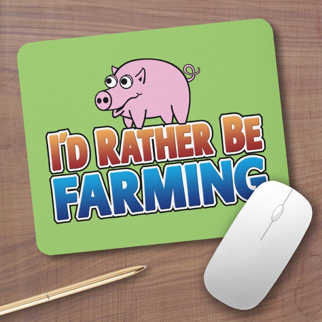 Tapis De Souris Je préférerais faire de l'agriculture ! (agricultu (Cute Farm Animal Mousepad)