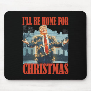Tapis De Souris Je serai à la maison pour Noël Père Noël drôle Tru