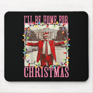 Tapis De Souris Je serai à la maison pour Noël Père Noël drôle Tru