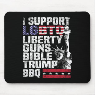 Tapis De Souris Je Soutiens Lgbtq Liberty Guns Bible Trump Bbq