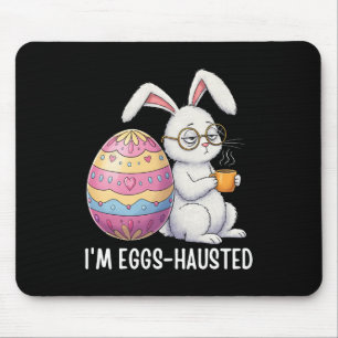 Tapis De Souris Je suis Eggshausted Lapin Endormi Tenant Une Tasse