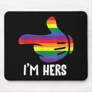 Tapis De Souris Je suis Hers Rainbow Lesbian Couple Funny LGBT Pri