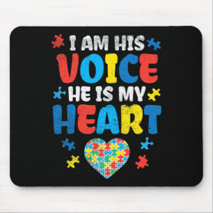 Tapis De Souris Je Suis Sa Voix Il Est Mon Coeur Sensibilisation s