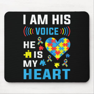 Tapis De Souris Je Suis Sa Voix Il Est Mon Coeur Sensibilisation s
